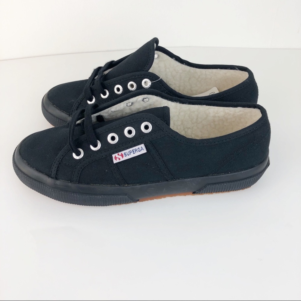 NWT SUPERGA black sherpa lined low top sneaker - Picture 8 of 8